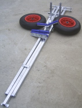 large dinghy launching trolley folded
